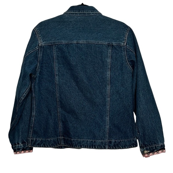 Bill Blass Vintage Denim Jacket w/Floral Trim & Embroidery Sz M - Picture 2 of 9